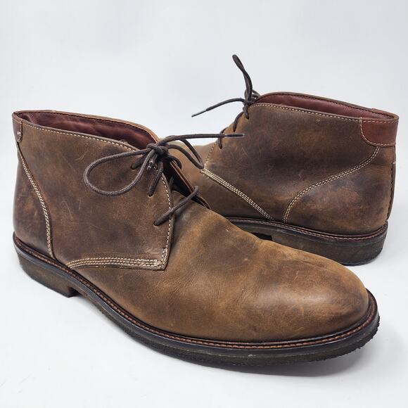 Johnston & Murphy Chukka Boots Men 11.5M Copeland Brown Oiled Leather 25-1870 - Picture 2 of 10